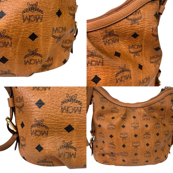 MCM Cognac Visetos Coated Canvas and Leather Hobo - Picture 10 of 14